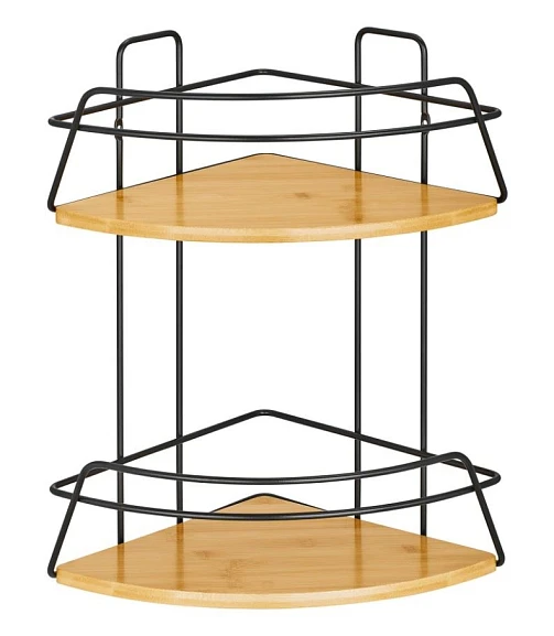 Полка ЧМЗ Модулус Бамбук 509-005-02 угловая двухъярусная черная/бамбук