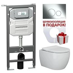 Комплект инсталляции Ceramicanova Envision, унитаз Play Rimless, клавиша смыва Round хром