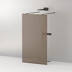 Душевая перегородка Cezares LIBERTA-L-2-100-BR-NERO Walk-in 100*195 L/R с возможностью двустороннего входа, стекло бронза, профиль черный без поддона