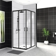 Душевой уголок BelBagno UNO-195-A-2-90-C-NERO 90*90*195 без поддона