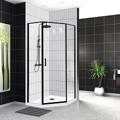 Душевой уголок BelBagno UNO-195-P-1-90-C-NERO 90*90*195 L/R без поддона