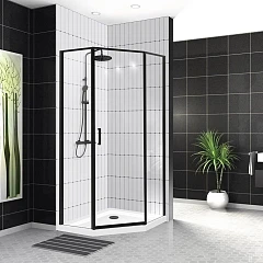 Душевой уголок BelBagno UNO-195-P-1-90-C-NERO 90*90*210 L/R (с поддоном TRAY-A-P-15-W 90*90*15 без сифона)