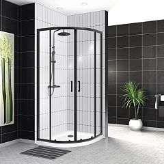 Душевой уголок BelBagno UNO-195-R-2-90-C-NERO 90*90*210 с поддоном TRAY-BB-R-90-550-15-W