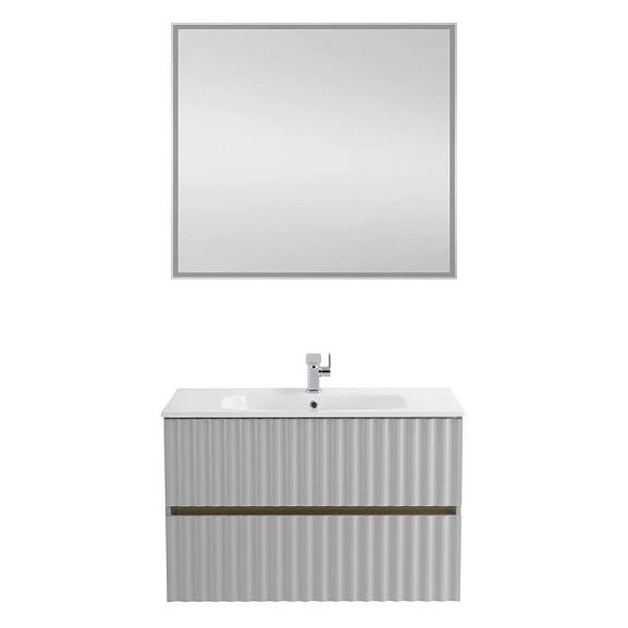Комплект мебели Art&Max Elegant 90 с LED подсветкой ручек светло-серый матовый