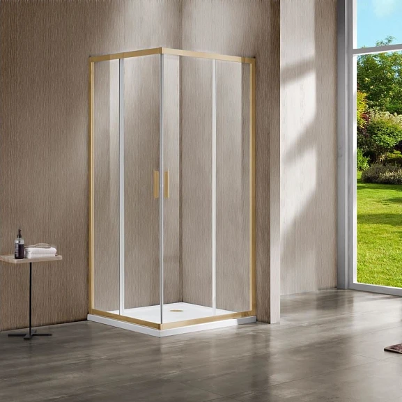 Душевой уголок Vincea Garda VSS 90*80*190 профиль брашированное золото без поддона