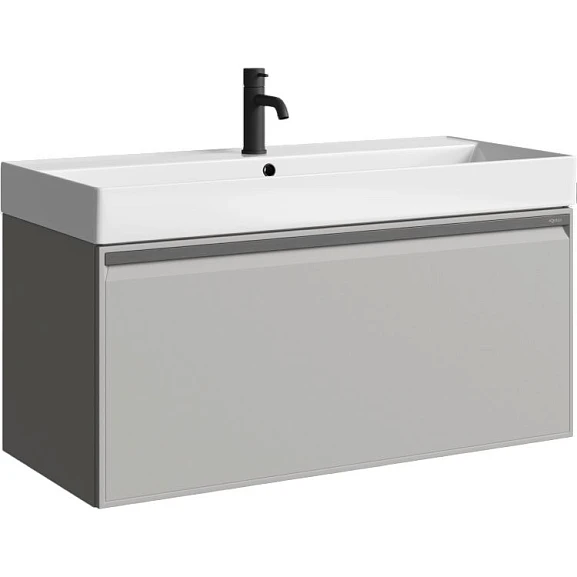 Тумба c раковиной Aqwella 5 stars Pure 100 серый туман, подвесная