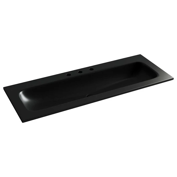 Встраиваемая раковина Ceramicanova Grace 121*45,7 с тремя отверстиями под смеситель черная матовая