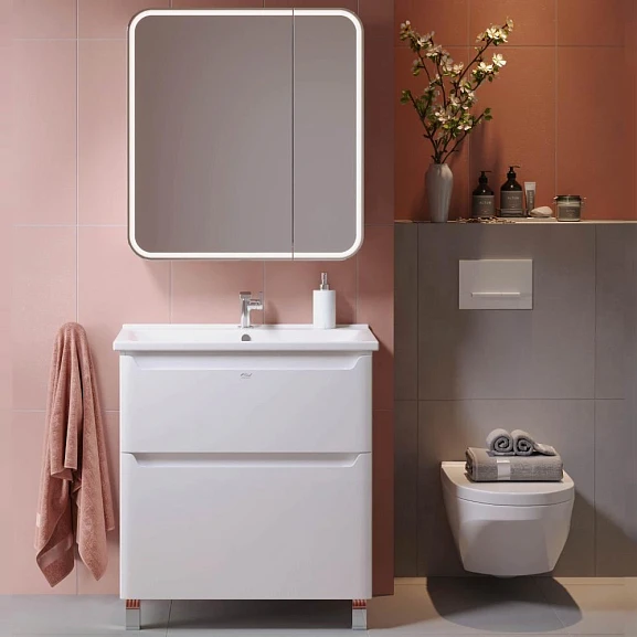 Комплект мебели Alavann Lana 80 белый глянец (раковина Миранда 80)