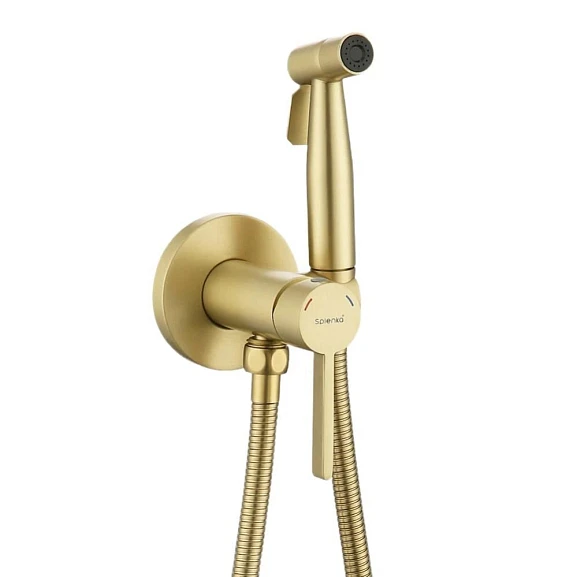 Гигиенический душ со смесителем Splenka S221.52.03 скрытый монтаж золотой сатин