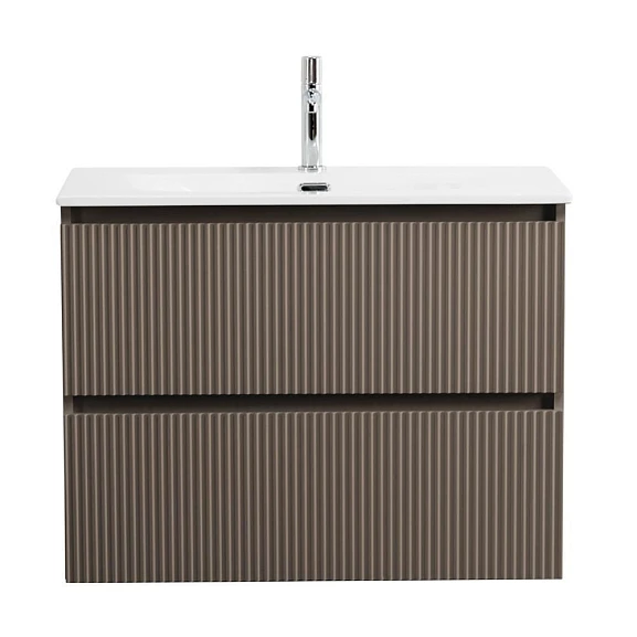 Тумба с раковиной BelBagno Uno 80 бежевая матовая с двумя ящиками