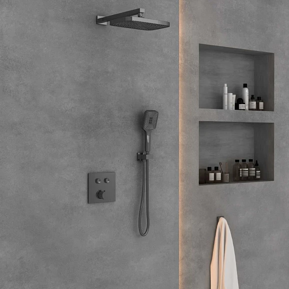 Душевой комплект Vincea VSFW-4211GM скрытый монтаж вороненая сталь