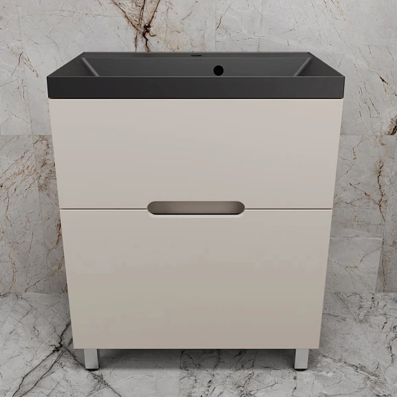 Тумба с раковиной Style Line Матис 70 напольная крем (раковина Asti 70*45 антрацит)