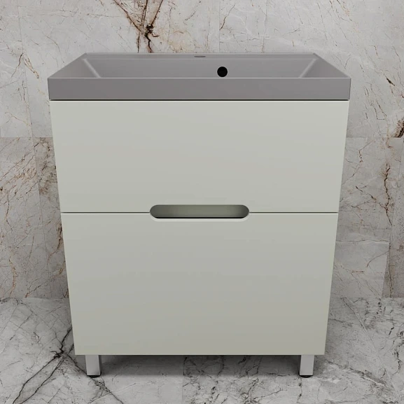 Тумба с раковиной Style Line Матис 70 напольная олива (раковина Asti 70*45 серый шелк)