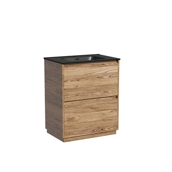 Тумба с раковиной Sancos Libra 70 напольная дуб чарльстон (раковина Element CN7007MB черная матовая)