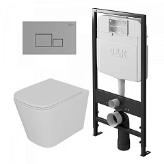 Комплект инсталляции D&K DI8055119 с безободковым унитазом Quadro, клавиша смыва Quadro хром Комплект инсталляции D&K DI8055119 с безободковым унитазом Quadro, клавиша смыва Quadro хром