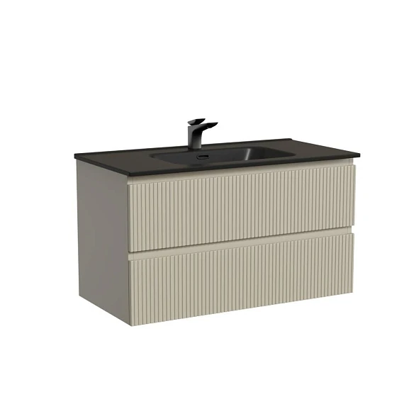 Тумба с раковиной Sancos Snob T 90 Beige Soft (раковина Element CN7002MB черная матовая)