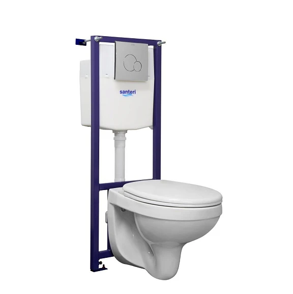 Комплект инсталляции Santeri Альфа комфорт (унитаз с крышкой-сиденьем микролифт + система инсталляции с хромированной клавишей смыва)