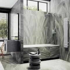 Душевая шторка на ванну MaybahGlass MGV-144-1у 64*140 профиль белый матовый стекло прозрачное