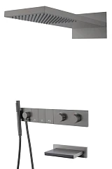 Душевой комплект Boheme Zodiac 133-2-GM с термостатом и изливом графит