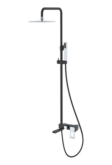 Душевая стойка Boheme Q 148-BCR с изливом черная матовая/хром