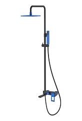 Душевая стойка Boheme Q 148-BUW с изливом черная матовая/синий