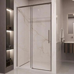 Душевая дверь в нишу Vincea Stella 130*200 стекло прозрачное профиль вороненая сталь без поддона