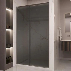 Душевая дверь в нишу Vincea Stella 120*200 стекло тонированное профиль вороненая сталь без поддона