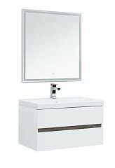 Комплект мебели Aquanet Беркли 80 белый глянец/дуб рошелье (зеркало белый глянец)
