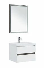 Комплект мебели Aquanet Беркли 60 белый глянец/дуб рошелье (зеркало дуб рошелье)