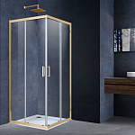 Душевой уголок Vincea Alpha VSS 90*90*190 профиль брашированное золото без поддона