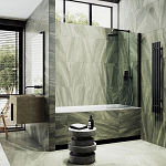 Душевая шторка на ванну MaybahGlass MGV-599-6 70*140 профиль черный матовый стекло прозрачное