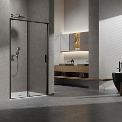 Душевая дверь в нишу Vincea Slim 8mm 130*200 профиль черный матовый L/R без поддона