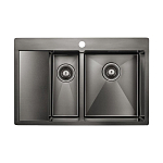 Кухонная мойка Paulmark Union PM537851-GMR 78*51 с крылом вороненая сталь Кухонная мойка Paulmark Union PM537851-GMR 78*51 с крылом вороненая сталь