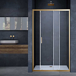 Душевая дверь в нишу Vincea Alpha 140*190 L/R профиль брашированное золото без поддона Душевая дверь в нишу Vincea Alpha 140*190 L/R профиль брашированное золото без поддона