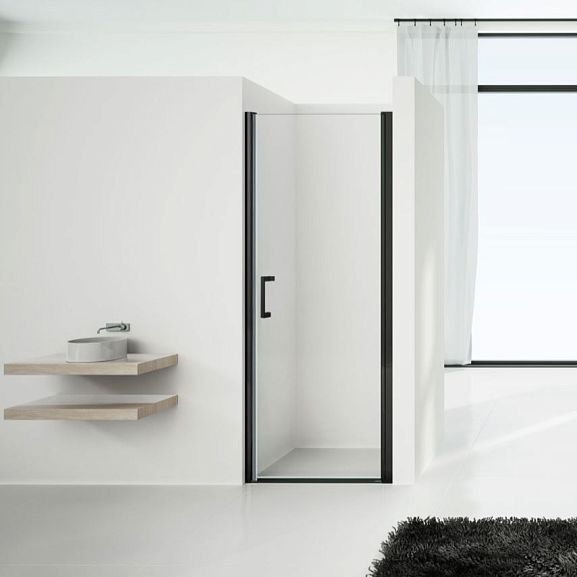 Душевая дверь в нишу Vincea Orta 80*190 L/R профиль черный матовый без поддона