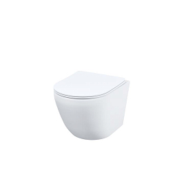 Подвесной унитаз Iddis Blanco Q BLQNDSEI25 36,5*49,5 безободковый с системой смыва "Торнадо" и крышкой-сиденьем микролифт